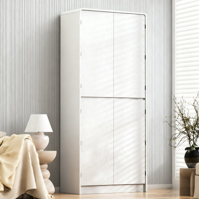 Armoire de cuisine 72 po avec 8 tablettes de porte, design courbé et tiroir caché