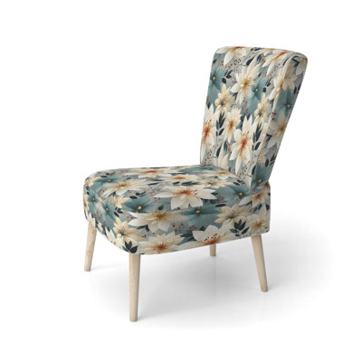 Chaise d'appoint rembourrée antique, ivoire et romantiques Bliss Flowers