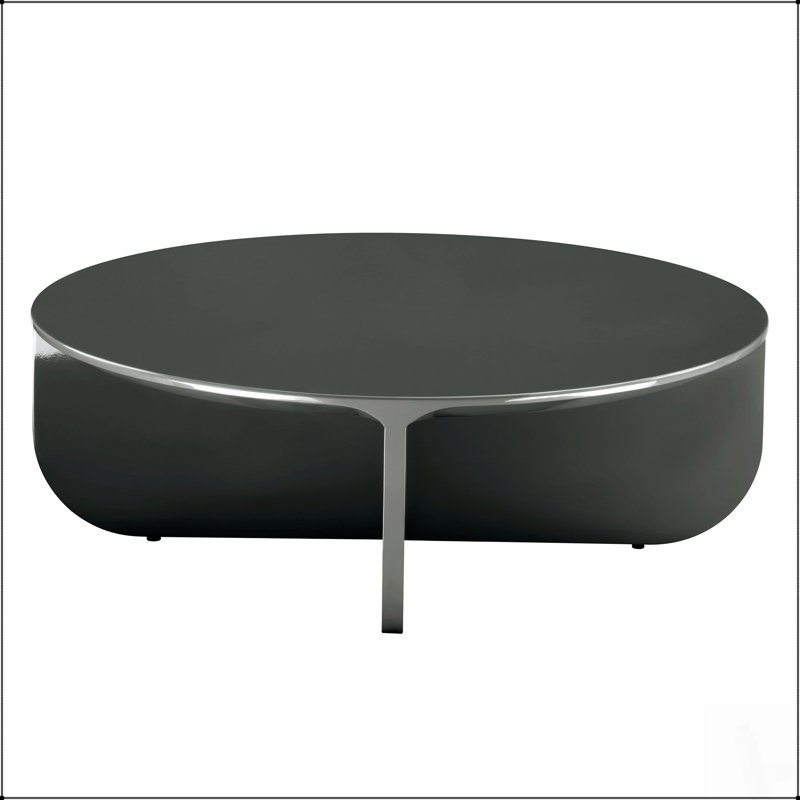 Table basse très brillante foncée avec plateau épais durable de 36 mm, parfaite pour les salons modernes et élégants.
