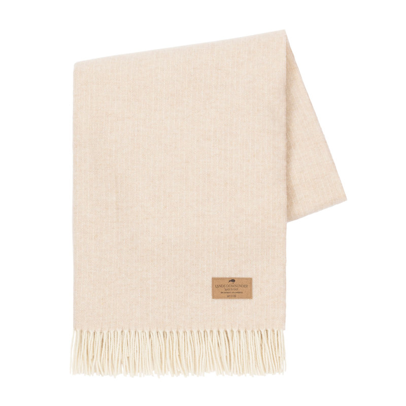 Pinstripe Cashmere/Lambswool Throw, Sand