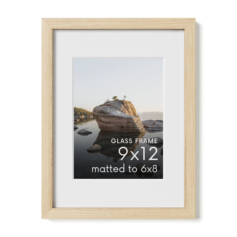 Cadre photo en bois massif avec verre, Beige, L 9 po x H 12 po