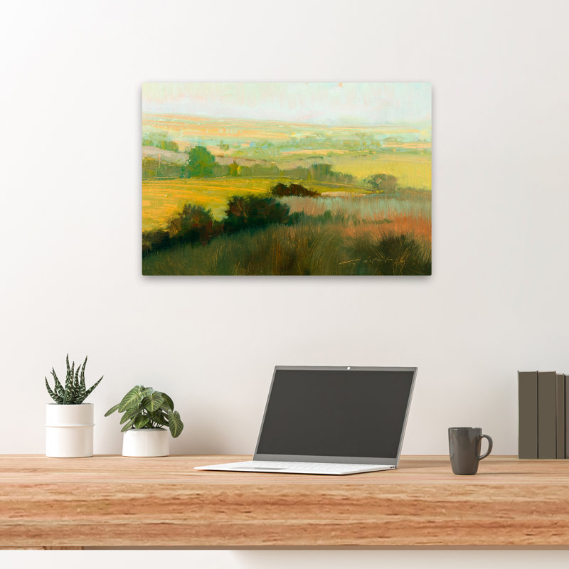 Brume matinale - Art abstrait paysages, H 16 po x l 24 po
