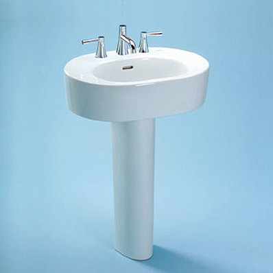 Nexus Ceramic 24" Pedestal Bathroom Sink, Cotton