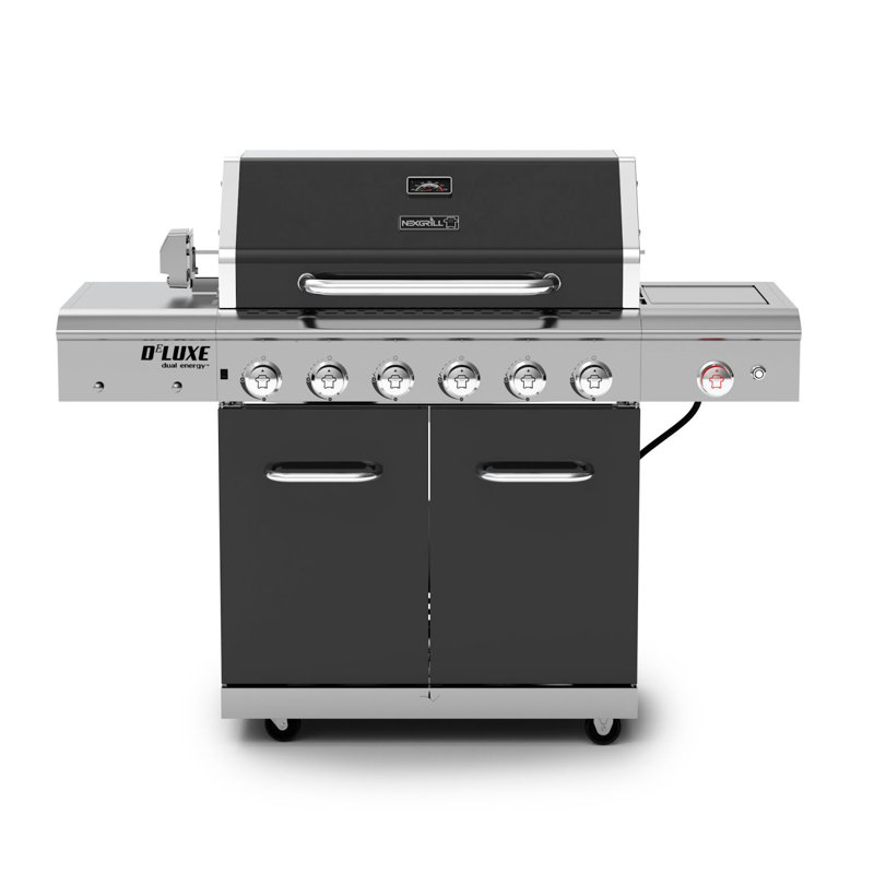 Barbecue au propane de luxe à 6 brûleurs en ardoise avec brûleur latéral en céramique et ensemble de rôtisserie Nexgrill
