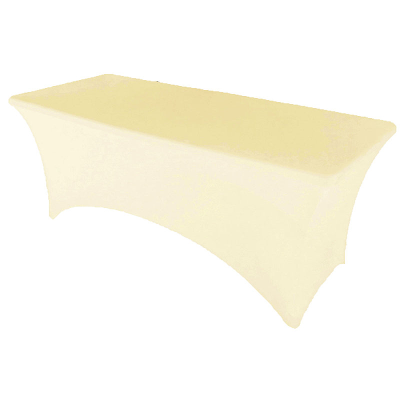 4Ft, 6Ft, 8Ft Spandex Tablecloth Fitted Stretch Rectangular Table Cover For Dining Wedding Party, Ivory, 72" x 30"