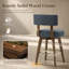 Tabouret de bar pivotant rembourré avec structure en bois massif et repose-pieds plaqué or-129235217