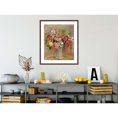 «Roses in a Sevres vase» par Pierre-Auguste Renoir, impression giclée encadrée