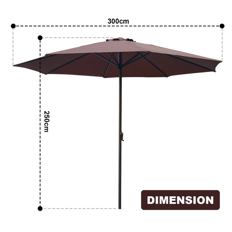 Alanys 300cm Beach Parasol, Brown