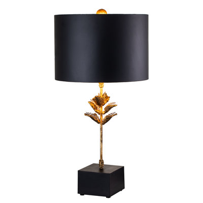 Table Lamp in Matte Black with Gold Accents