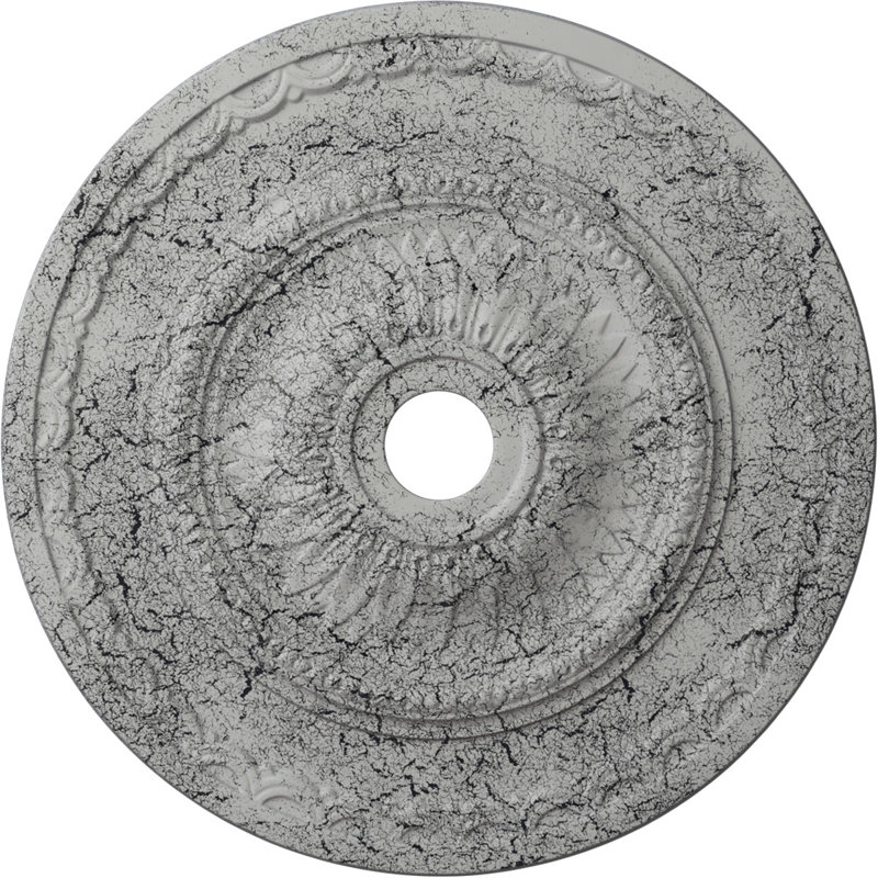 Endurathane Sunflower Ceiling Medallion, 29 1/2"OD x 3 5/8"ID x 1 5/8"P (Fits Canopies up to 5 5/8"), Hand-Painted Ultra Pure White Crackle Finish