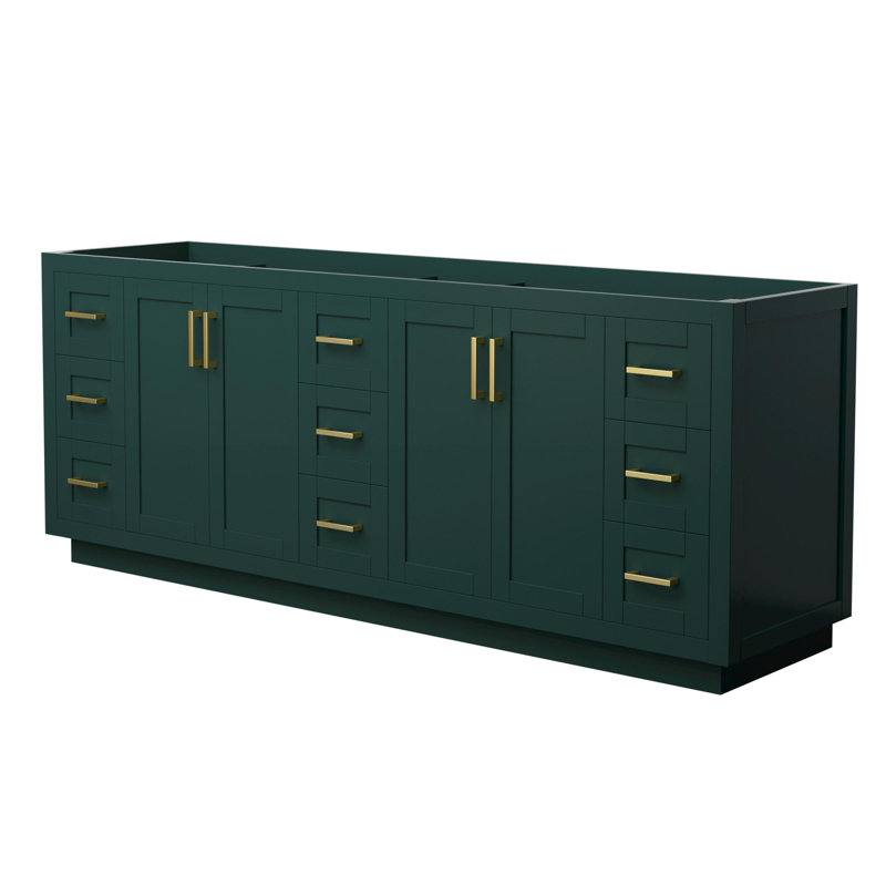 Base de meuble-lavabo double autoportante 83,25 po Miranda, Vert / or brossé