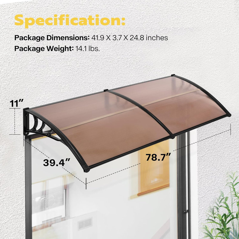 Polycarbonate Window And Door Awning With Durable ABS Brackets And Aluminum Strips For Weather Protection