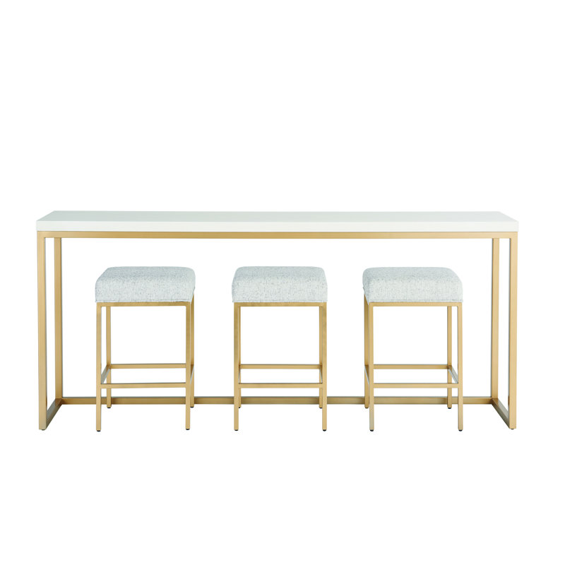 Contemporary Gold and White Rectangular Console Table