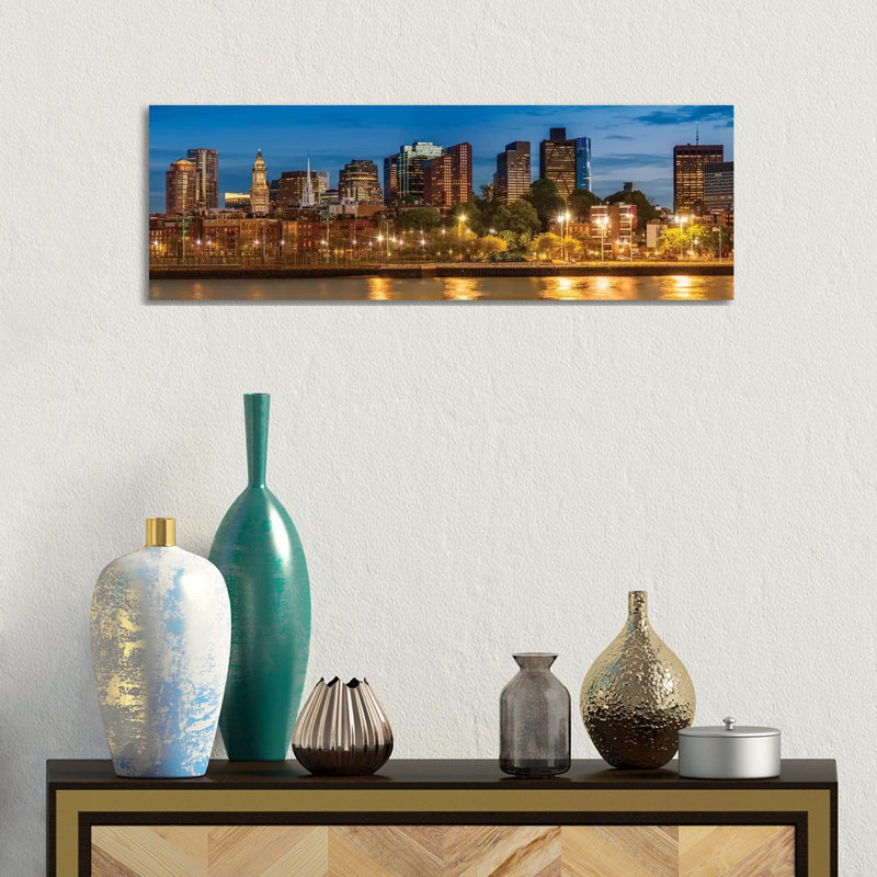 Boston North End And Financial District Panoramic by Melanie Viola - Wrapped Canvas Panoramic Print