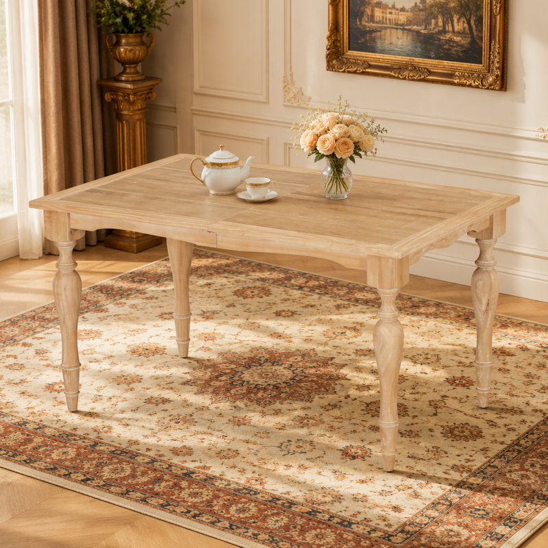 Table de salle à manger extensible rétro Vintage 82,7 pouces avec feuille amovible de 23,6 pouces, naturel