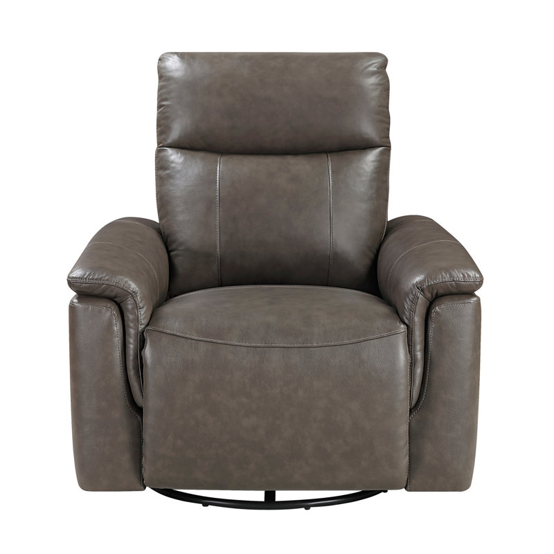 Luxury Comfort Premium Leather Recliner 1Pc Dark Brown Upholstery Gentle Gliding Swivel Motion Living Room Furniture