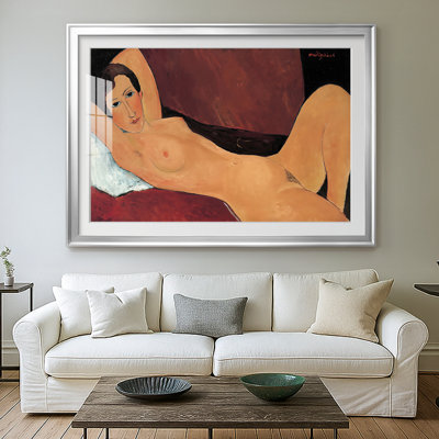 Nu inclinable (Nu couché) - Reproduction encadrée avec passe-partout et verre - c. 1917