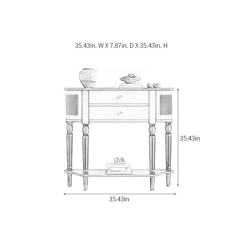 Retro Multifunctional Console Table  with 2 Drawer