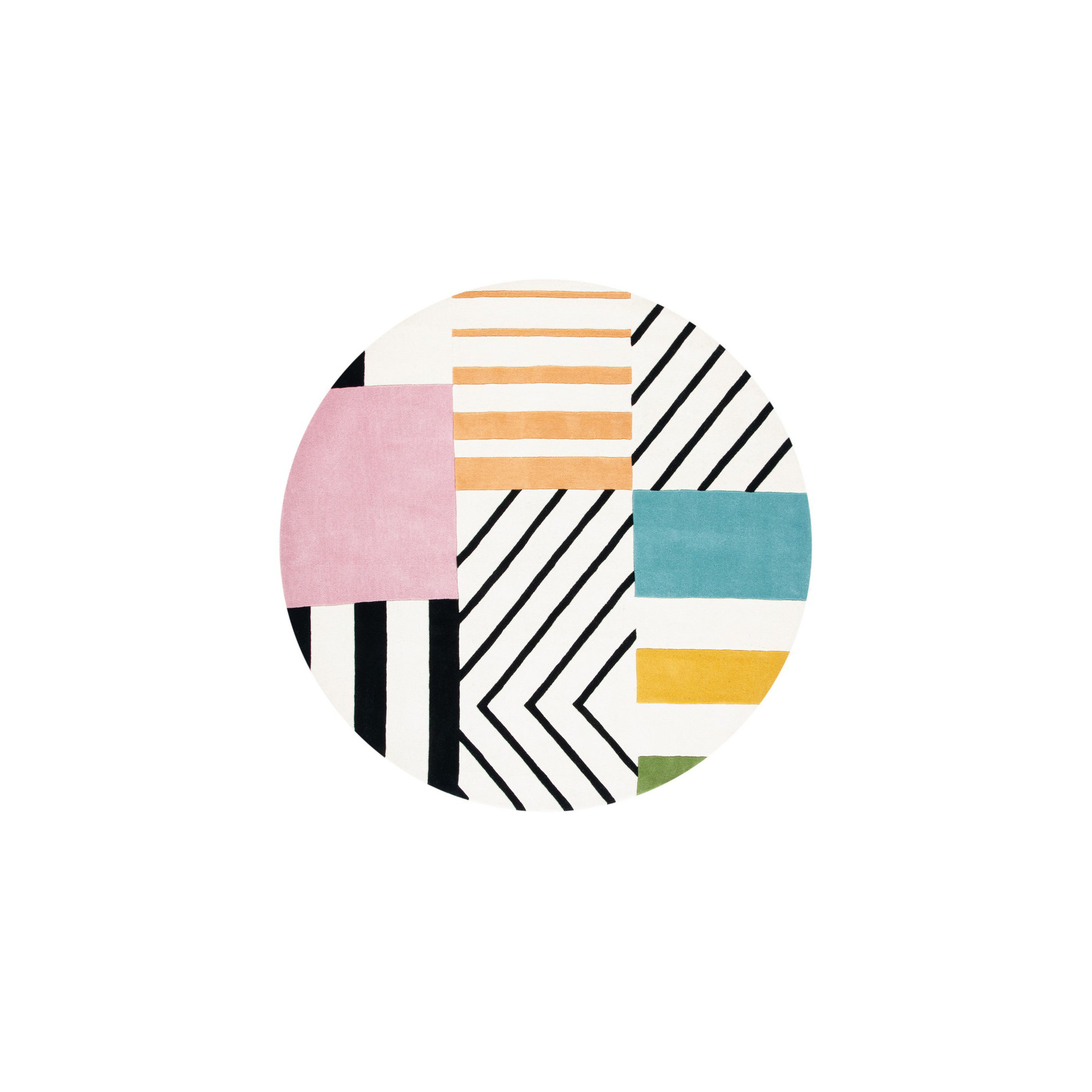 Tripoli Hand Tufted Wool Ivory/Black/Pink Rug, Round 7'