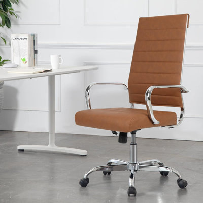 Chaise de bureau Fauteuil de direction en cuir nervuré