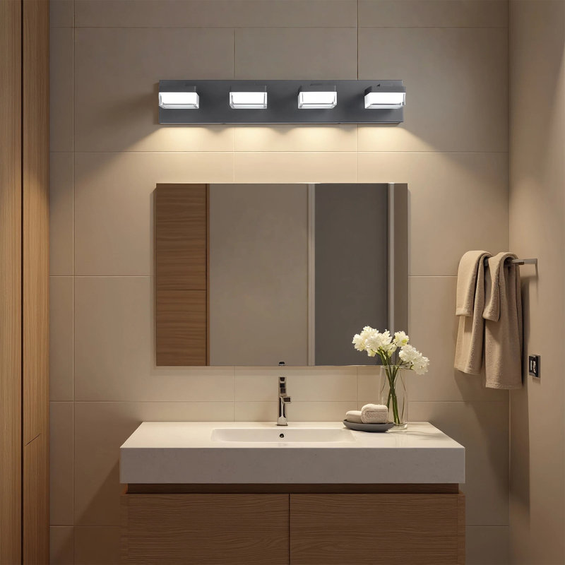 Luminaire à DEL à intensité variable pour meuble-lavabo, Quatre lumières, Matte Black