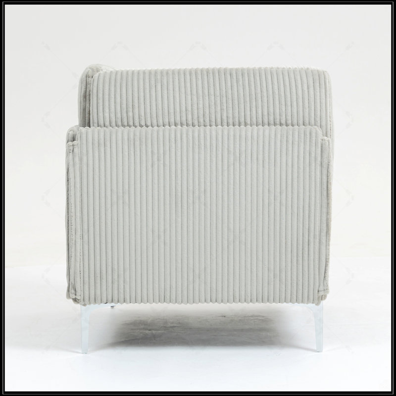 Canapé modulaire modulaire avec siège d'angle et central, tissu en velours côtelé pour espaces de vie polyvalents, Gris