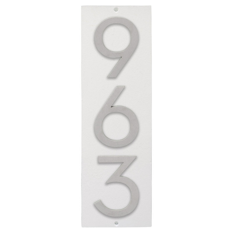 Plaque d'adresse murale sur 1 ligne, Blanc / aluminium brossé, Oui