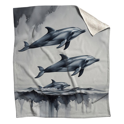 Jumping Dolphins Ocean Scene Blankets