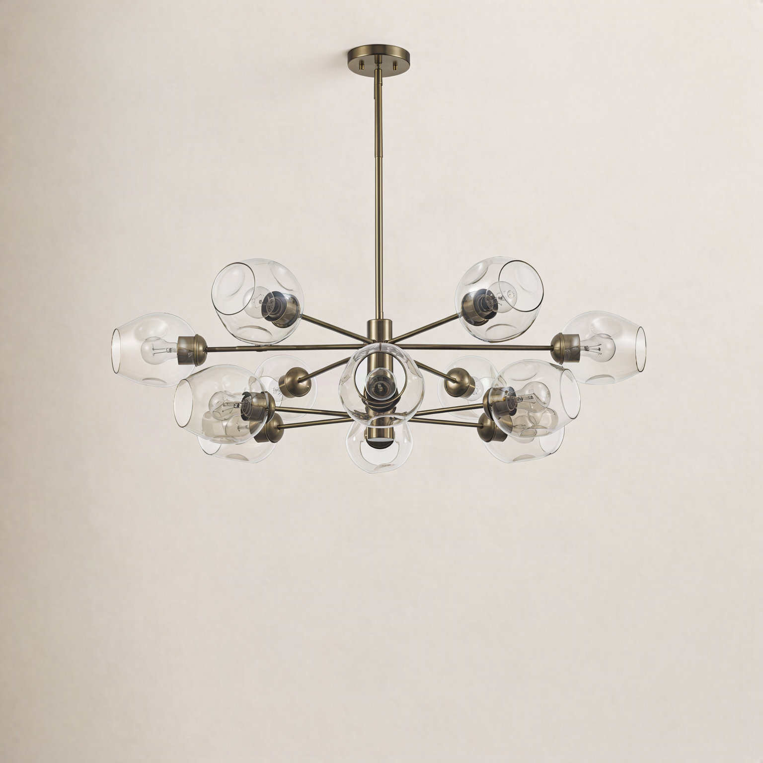 Anastasia 12 - Light Dimmable Sputnik Chandelier, Antique Gold, Brown