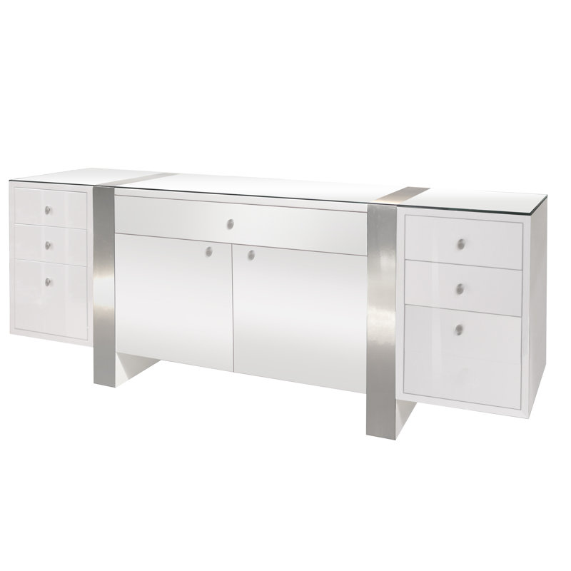 Nero Wenge Modern Credenza with Brushed Aluminum Accents