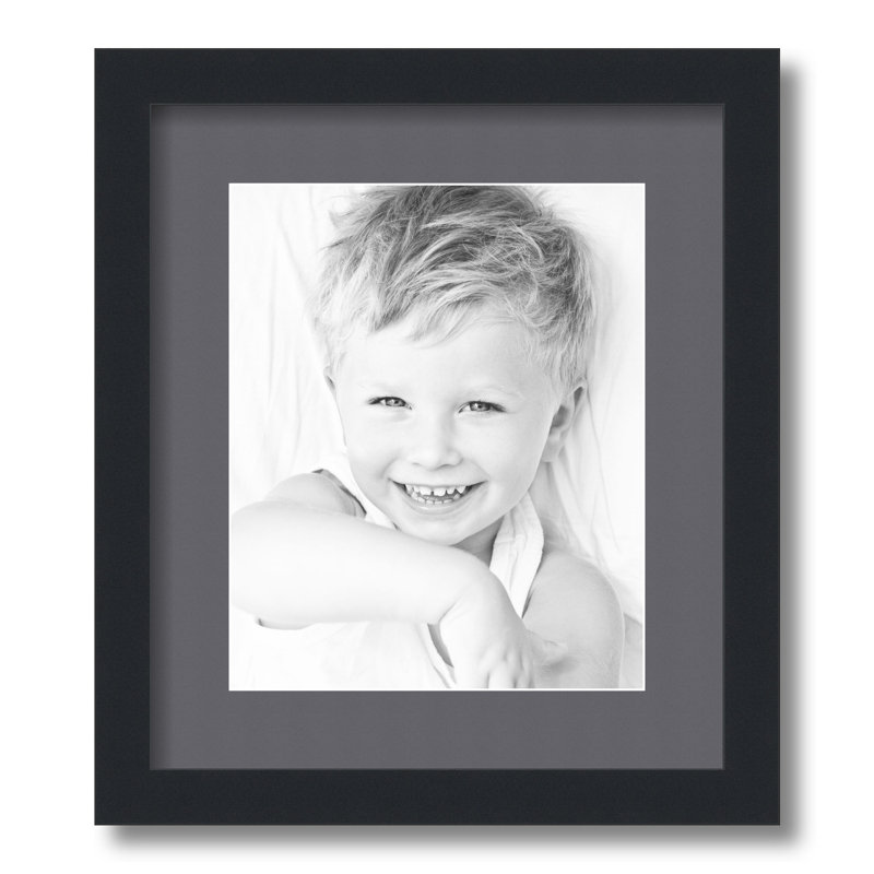 Wood Picture Frame with Mat, Mountain Gray