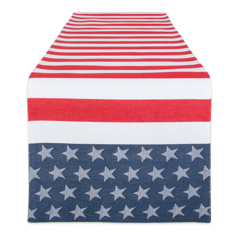 Stars and Stripes Jacquard Table Runner, 72" x 14"