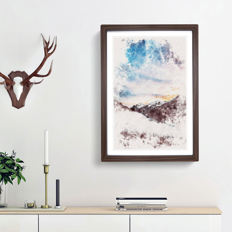 The Cloudy Mountains - Picture Frame Graphic Art, 45cm H x 33cm W x 2cm D, Walnut Framed