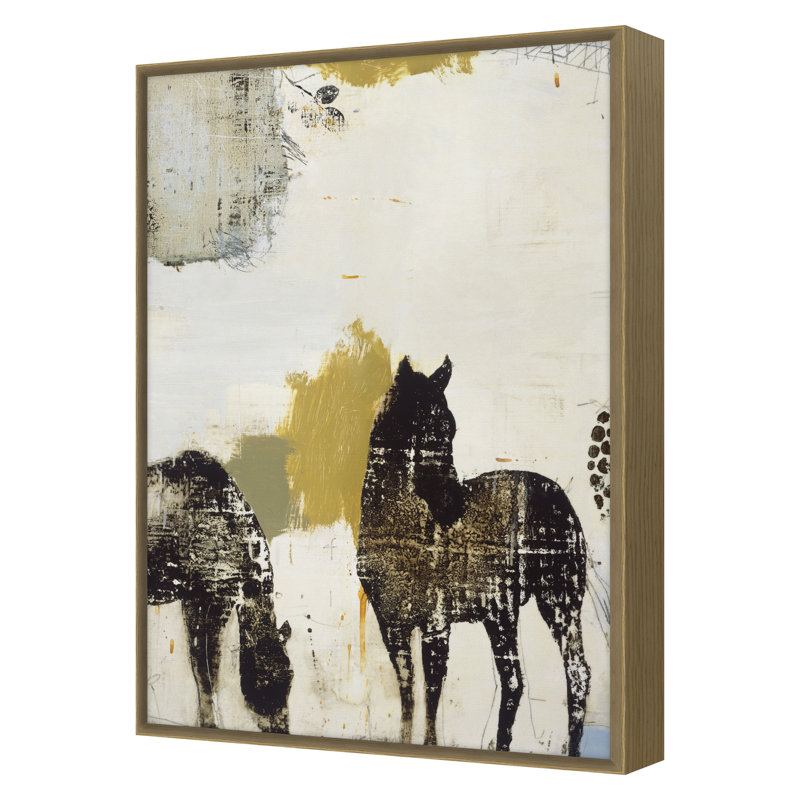 «Gray Horses II» par Patrick Atkinson - reproduction d'art sur toile simple, Cadre en chêne, H 30 po x l 21 po x P 2,38 po