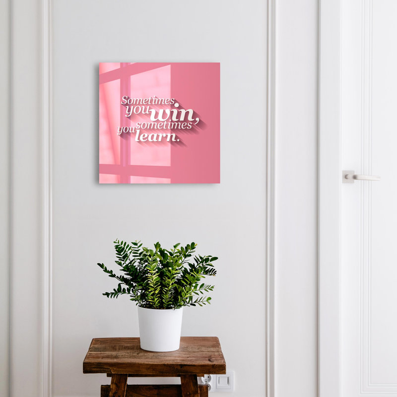 Wall mounted key box, Opens to the right, 30x30x5, Black, Inspirational text on a pink background, 