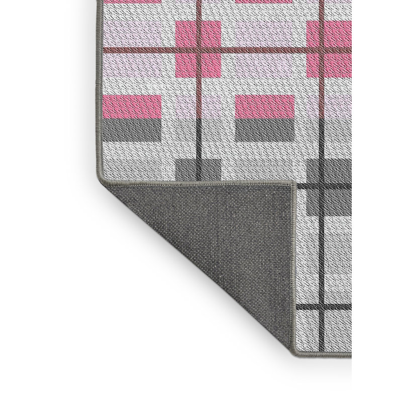 Tapis rose/vert à motifs, Rectangle 5 pi x 7 pi