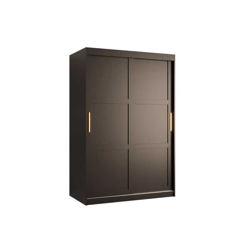 Arnola 2 Door Manufactured Wood Wardrobe, 200 H x 120 W x 62 D cm, Black