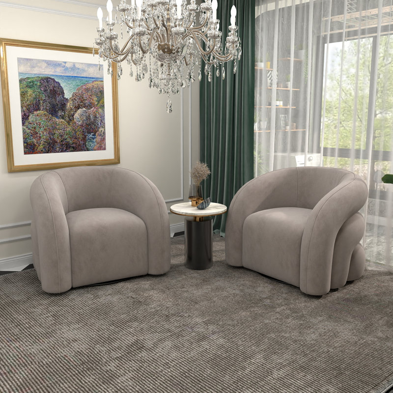 Fauteuil demi-tonneau pivotant de 34,6 po Briggette, Gris