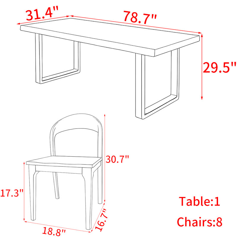 Modern simple solid wood dining table set..