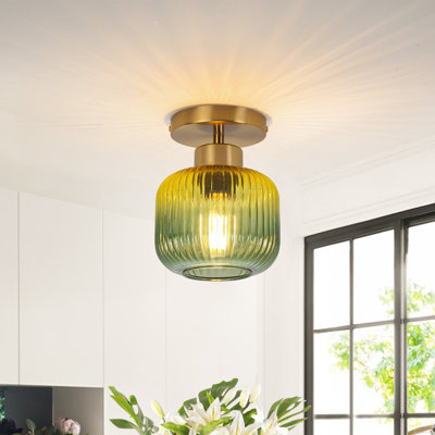 Plafonnier semi-encastré en verre 1 lumière
