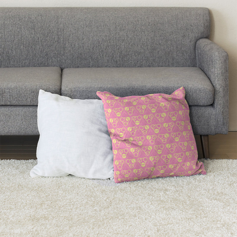 Coussin Classic, 28 po x 28 po, Rose/jaune, Bourre en polyester