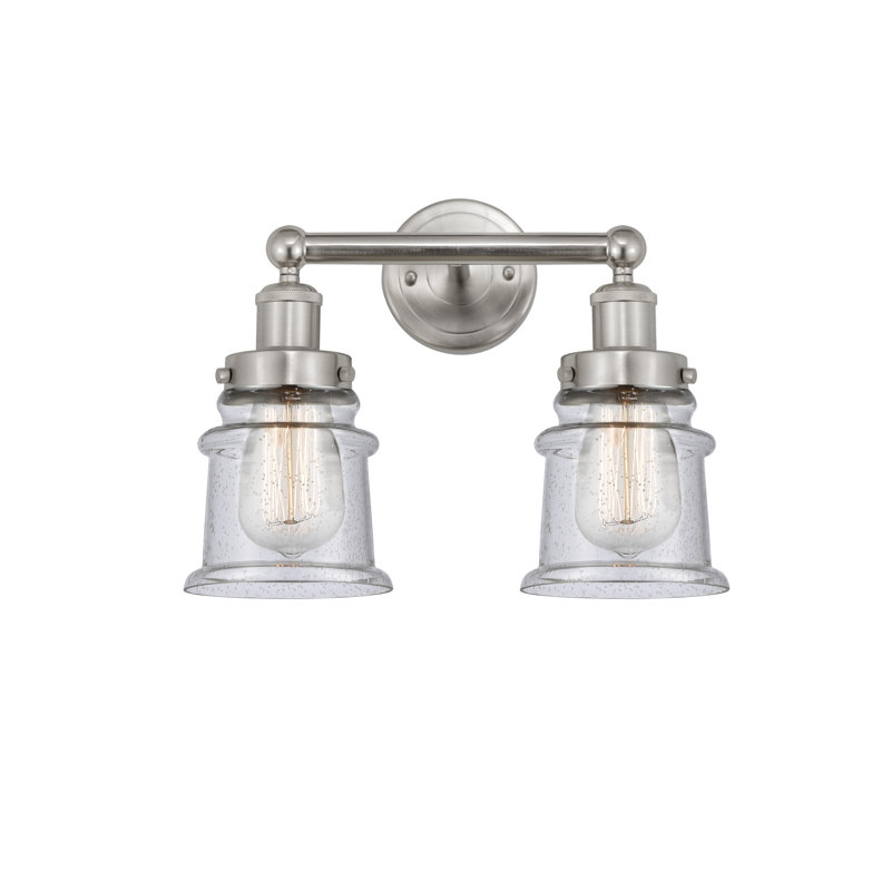 Petit meuble-lavabo pour salle de bain 2 lumières Cailen de la collection Edison, Granuleux, Nickel satiné brossé