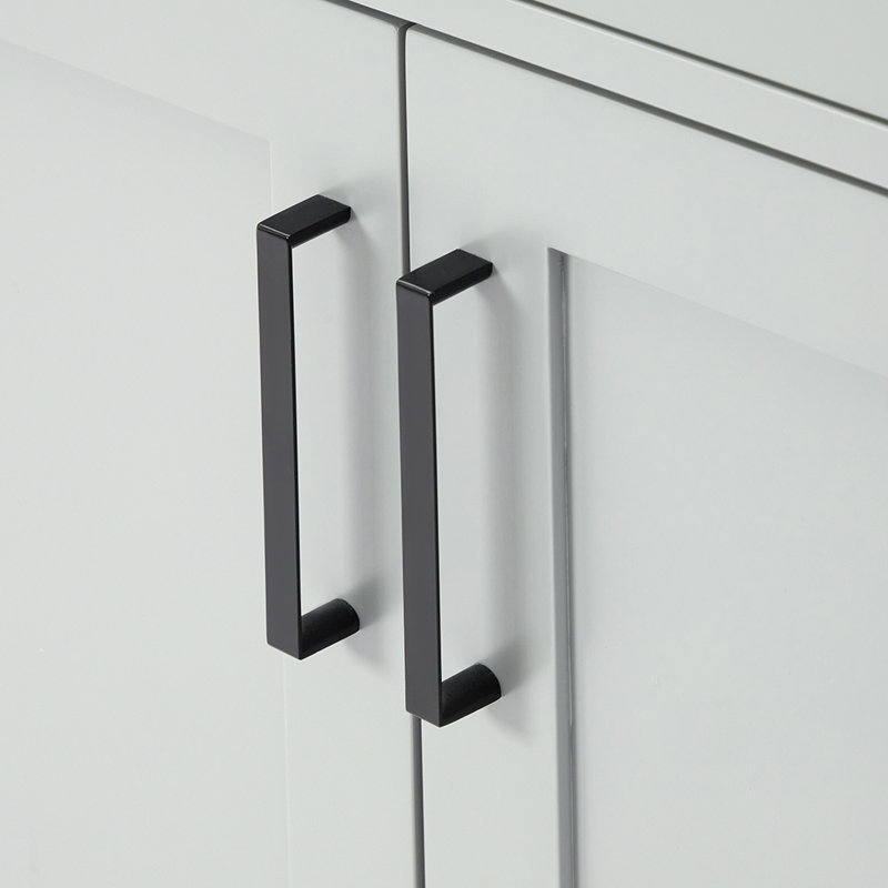 Meuble-lavabo double en bois massif Tidworth avec plateau en quartz blanc de 1,5 po, Gris / noir mat, Ovale