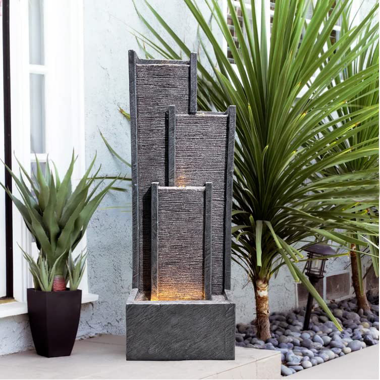 Hand Crafted Weather Resistant Floor Fountain with Light 17 Stories