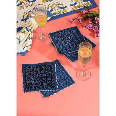 Midnight Enchantment Embroidered Cocktail Napkins