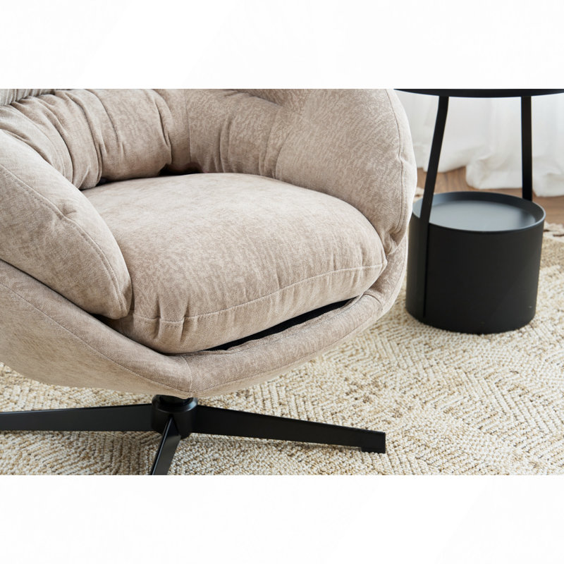 Upholstered Swivel Accent Chair, Brown Chenille