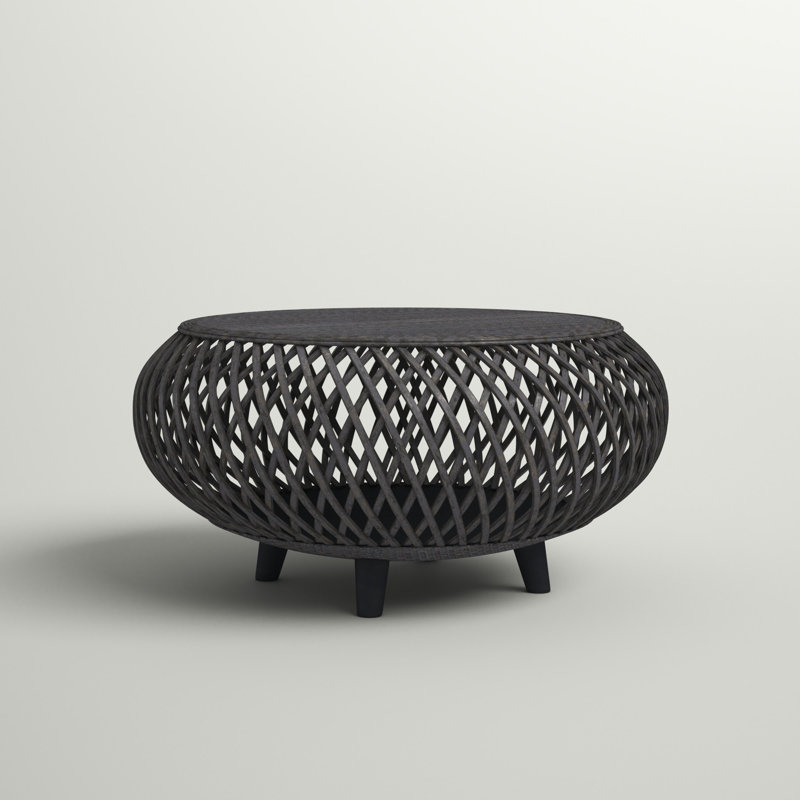 Table basse en rotin Acme, Gris