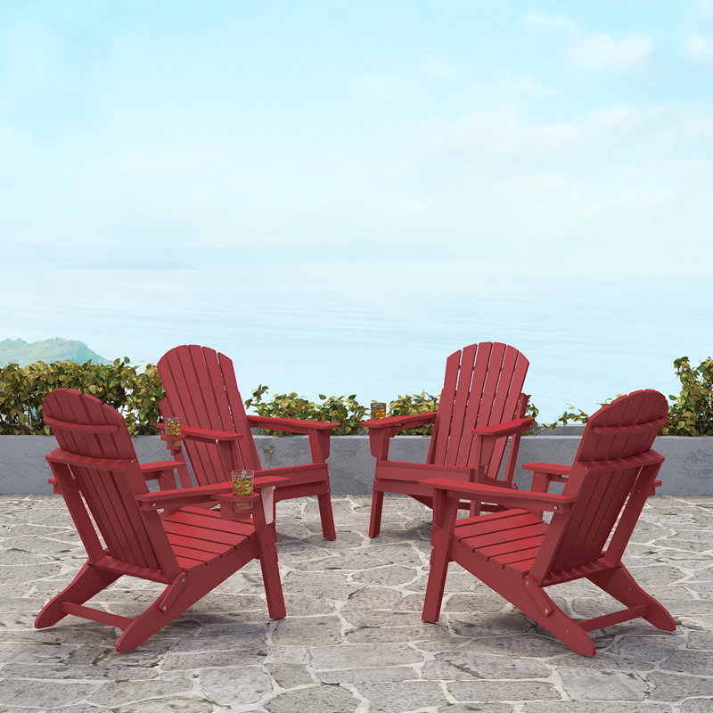 Ensemble de 4 chaises Adirondack pliantes, Rouge