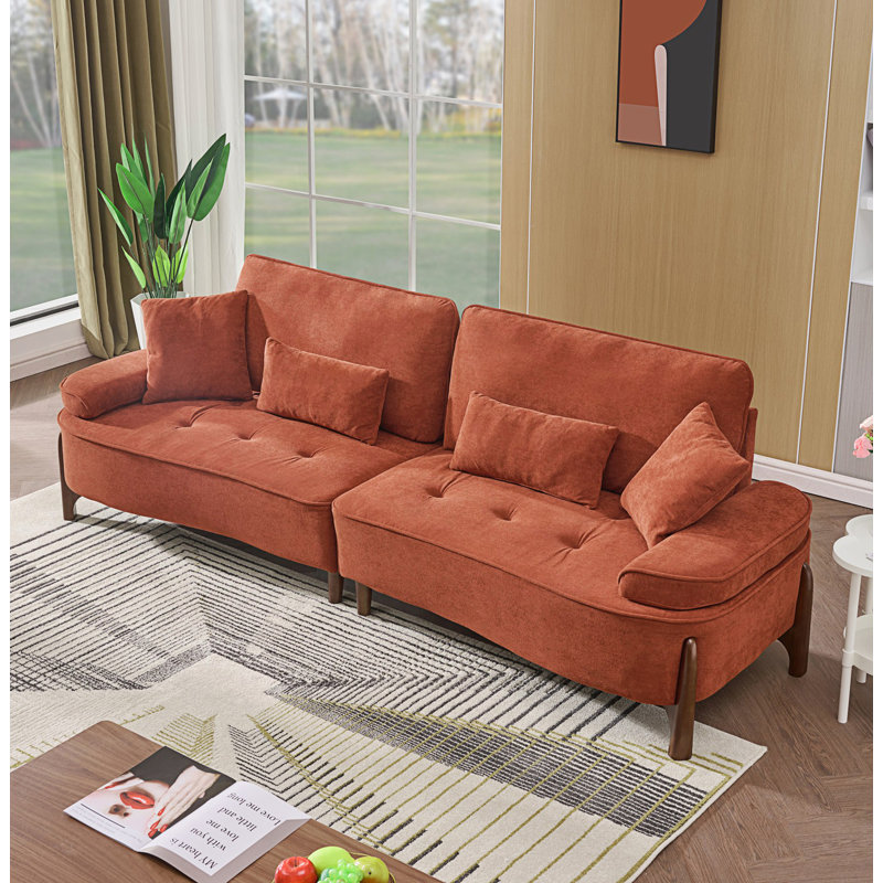 Comfortable Deep Seated Sofa With Pillow, Brick Red