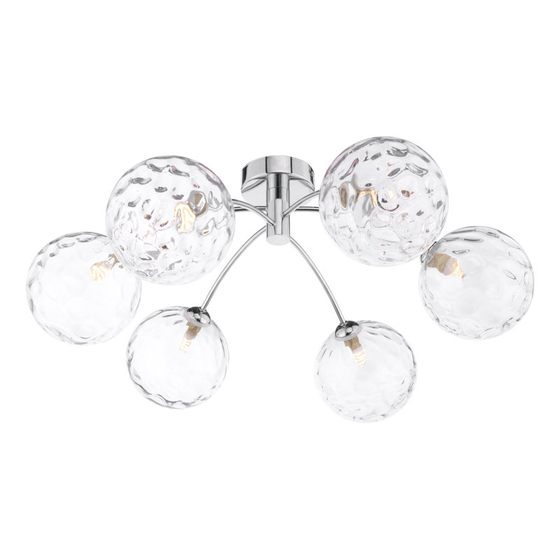 IZZY 6LT SEMI FLUSH POL CHR CW GLS 150MM, Polished Chrome/Clear